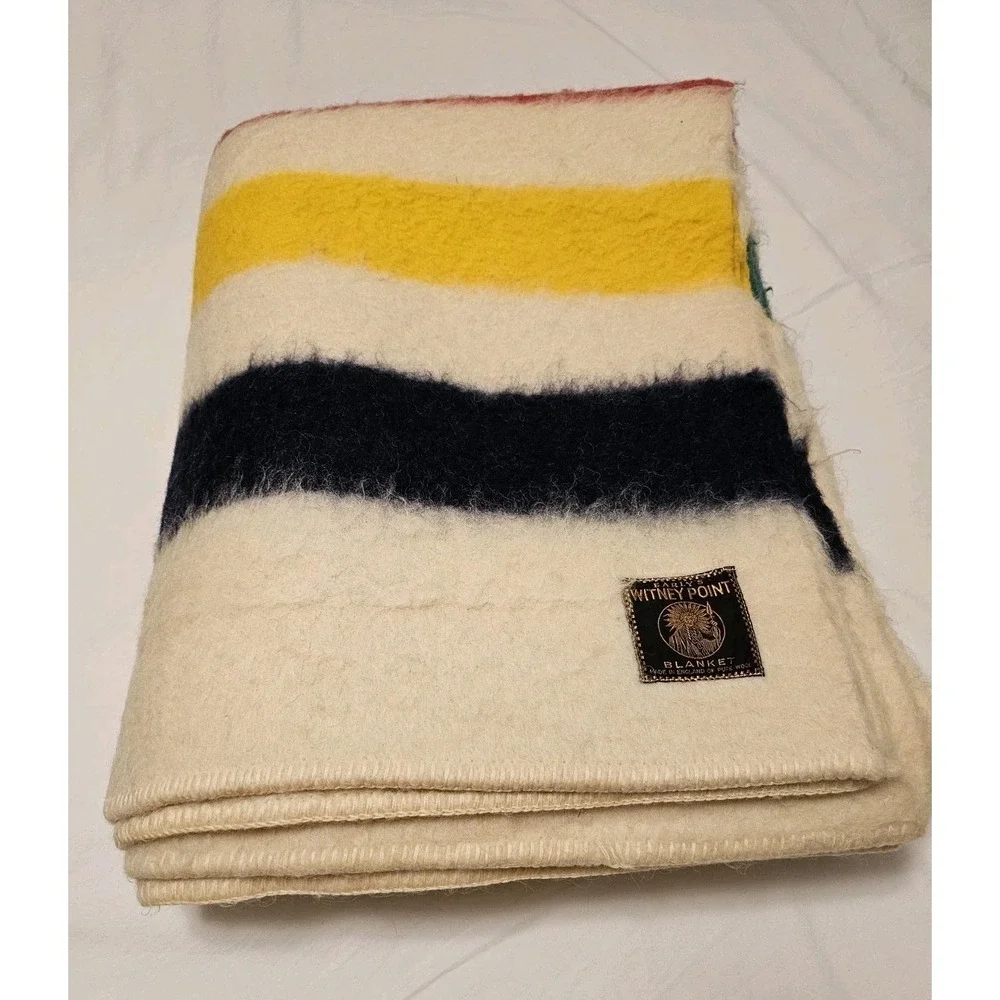 Early's Witney 4 Point Pure Wool Blanket ~ 90x72 Multicolor Striped England Made